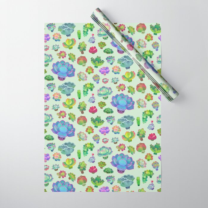 Baby succulent 2 - green Wrapping Paper Gallery Image 1