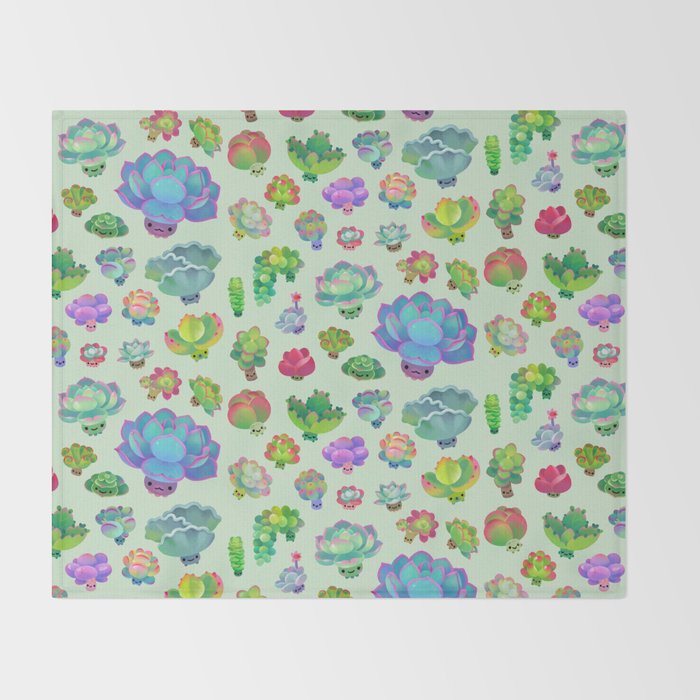 Baby succulent 2 - green Throw Blanket Gallery Image 2