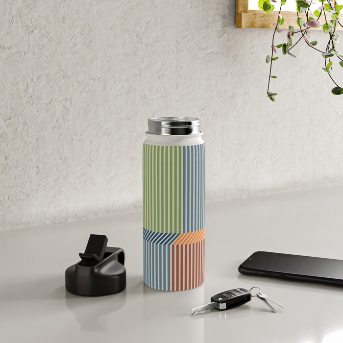 Linear Bauhaus Pattern 1 Water Bottle Gallery Image 4