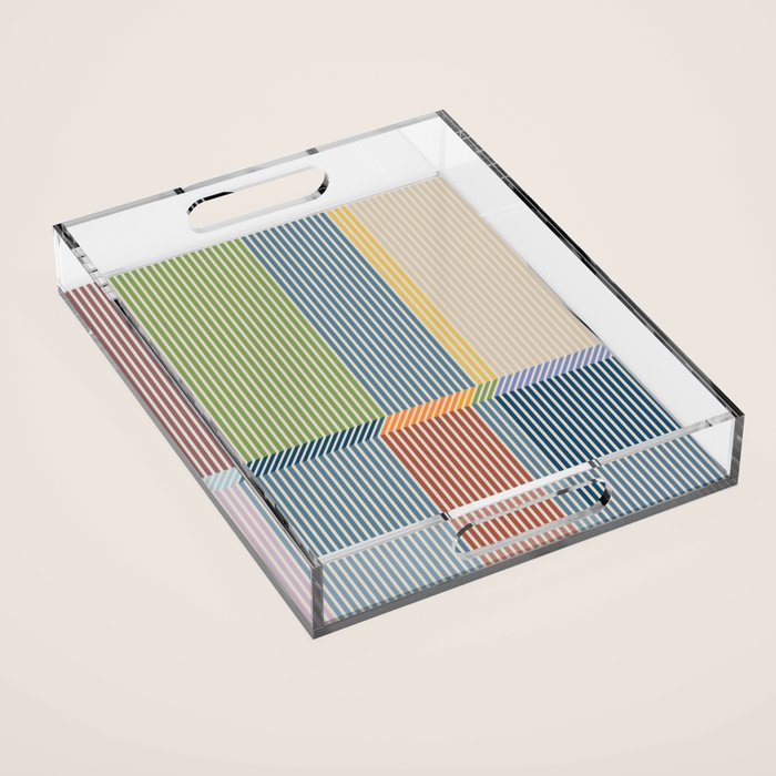 Linear Bauhaus Pattern 1 Acrylic Tray Gallery Image 1