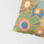 Retro Garden Flowers Vintage 60s 70s Aesthetic Blue Floral Pattern Pillow Sham Gallery Image 4