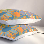 Retro Garden Flowers Vintage 60s 70s Aesthetic Blue Floral Pattern Pillow Sham Gallery Image 3