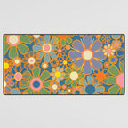Retro Garden Flowers Vintage 60s 70s Aesthetic Blue Floral Pattern Desk Mat Gallery Image 3