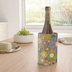 Retro Garden Flowers Vintage 60s 70s Aesthetic Blue Floral Pattern Wine Chiller Gallery Image 4