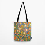 Retro Garden Flowers Vintage 60s 70s Aesthetic Blue Floral Pattern Tote Bag Gallery Image 2