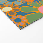Retro Garden Flowers Vintage 60s 70s Aesthetic Blue Floral Pattern Welcome Mat Gallery Image 2