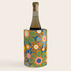 Retro Garden Flowers Vintage 60s 70s Aesthetic Blue Floral Pattern Wine Chiller Gallery Image 2