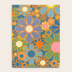 Retro Garden Flowers Vintage 60s 70s Aesthetic Blue Floral Pattern Notebook Gallery Image 4