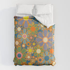 Retro Garden Flowers Vintage 60s 70s Aesthetic Blue Floral Pattern Duvet Cover Gallery Image 6