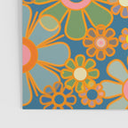 Retro Garden Flowers Vintage 60s 70s Aesthetic Blue Floral Pattern Poster Gallery Image 3