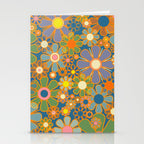 Retro Garden Flowers Vintage 60s 70s Aesthetic Blue Floral Pattern Stationery Card Gallery Image 2