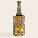 Retro Garden Flowers Vintage 60s 70s Aesthetic Blue Floral Pattern Wine Chiller Gallery Image 1