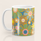 Retro Garden Flowers Vintage 60s 70s Aesthetic Blue Floral Pattern Coffee Mug Gallery Image 3