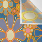 Retro Garden Flowers Vintage 60s 70s Aesthetic Blue Floral Pattern Wall Tapestry Gallery Image 3