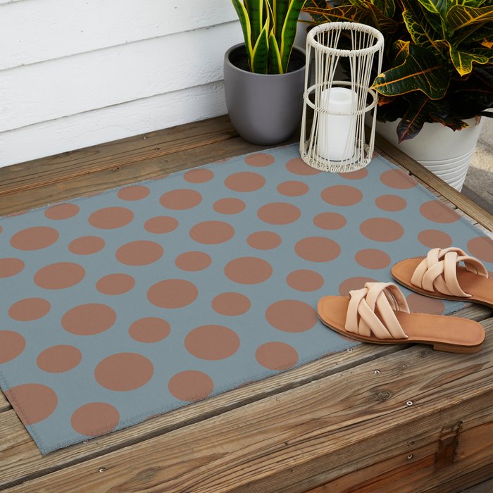Polka Dots Variable Pattern 4 Inspired by PANTONE 17 1230 Color of the Year Mocha Mousse Outdoor Rug Gallery Image 2