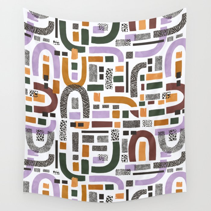 Shapes and animal print C Wall Tapestry Gallery Image 1