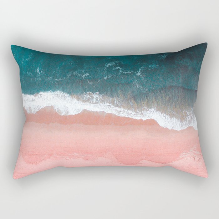 Turquoise Sea Pastel Beach III Rectangular Pillow Gallery Image 1