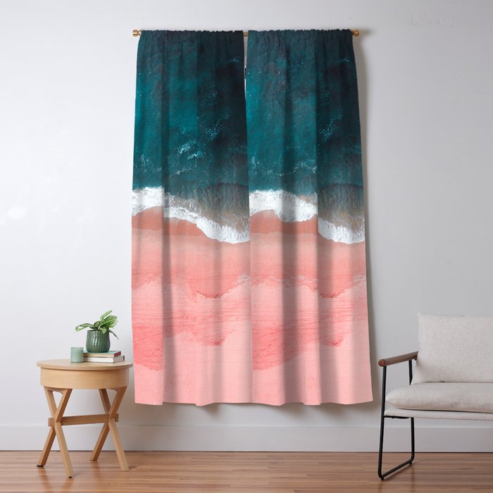 Turquoise Sea Pastel Beach III Window Curtain Gallery Image 1
