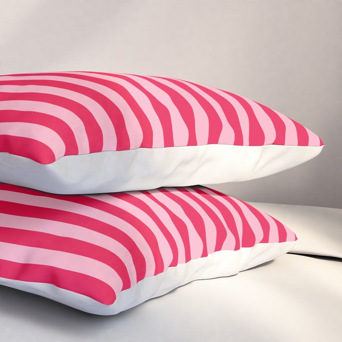 Retro, Beach, Colorful Stripes, Pink and Red Pillow Sham Gallery Image 3