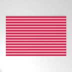 Retro, Beach, Colorful Stripes, Pink and Red Welcome Mat Gallery Image 1