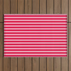 Retro, Beach, Colorful Stripes, Pink and Red Outdoor Rug Gallery Image 1
