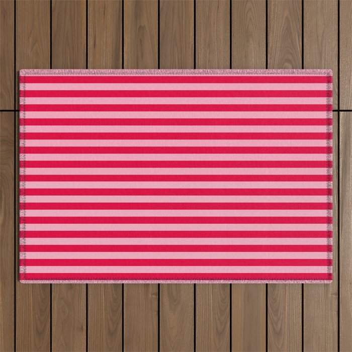 Retro, Beach, Colorful Stripes, Pink and Red Outdoor Rug Gallery Image 1
