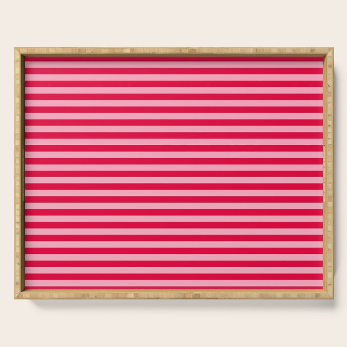 Retro, Beach, Colorful Stripes, Pink and Red Serving Tray Gallery Image 1