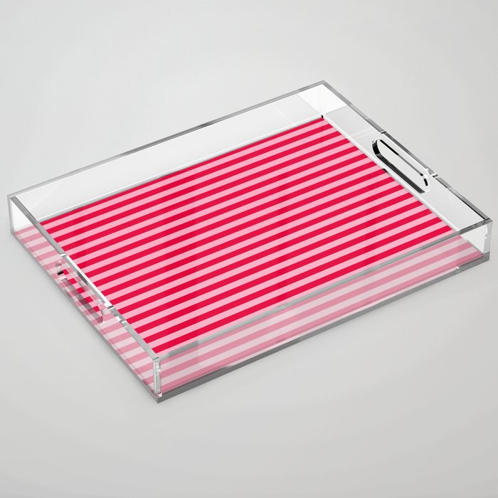 Retro, Beach, Colorful Stripes, Pink and Red Acrylic Tray Gallery Image 1