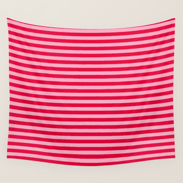 Retro, Beach, Colorful Stripes, Pink and Red Wall Tapestry Gallery Image 4