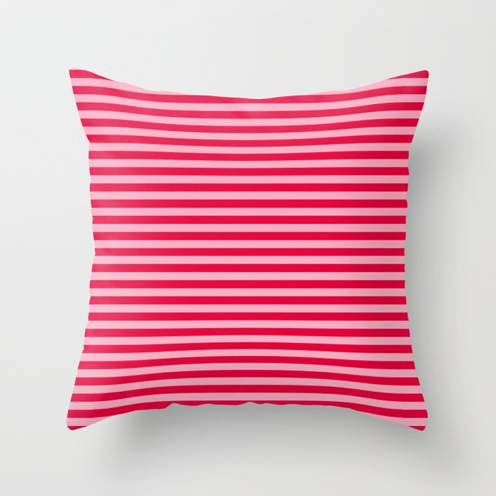 Retro, Beach, Colorful Stripes, Pink and Red Throw Pillow Gallery Image 1