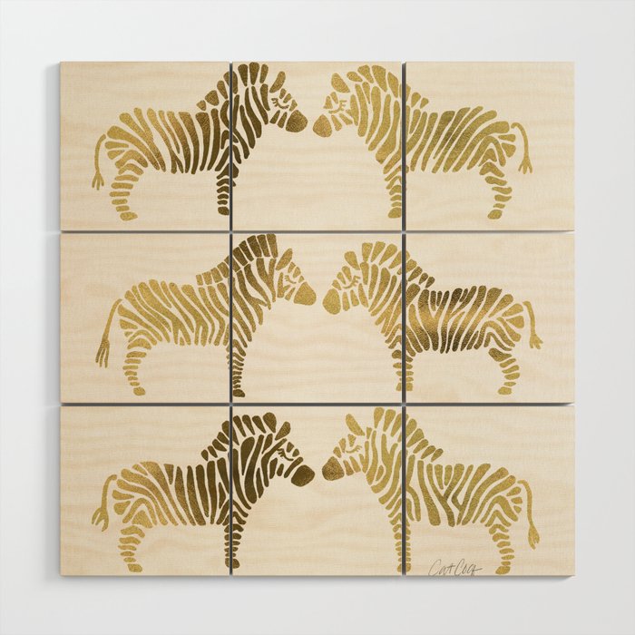 Golden Zebras Wood Wall Art Gallery Image 1