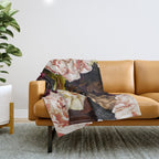 Vintage & Shabby Chic - Midnight Rose and Peony Garden Throw Blanket Gallery Image 1