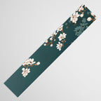 Chinoiserie Teal Magnolia Blossom Bird Garden Table Runner Gallery Image 3