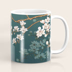 Chinoiserie Teal Magnolia Blossom Bird Garden Coffee Mug Gallery Image 1