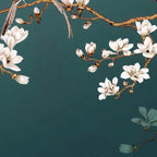 Chinoiserie Teal Magnolia Blossom Bird Garden Coffee Mug Gallery Image 2