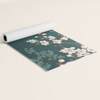 Chinoiserie Teal Magnolia Blossom Bird Garden Yoga Mat Gallery Image 2