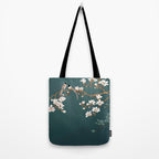 Chinoiserie Teal Magnolia Blossom Bird Garden Tote Bag Gallery Image 2