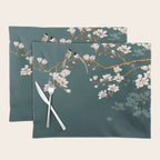 Chinoiserie Teal Magnolia Blossom Bird Garden Placemat Gallery Image 1