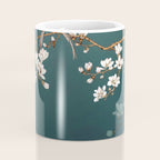 Chinoiserie Teal Magnolia Blossom Bird Garden Coffee Mug Gallery Image 4