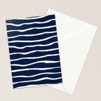 Ocean Ripple Modern Organic Stripe Pattern in White and Nautical Navy Blue Stationery Card Gallery Image 2