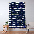 Ocean Ripple Modern Organic Stripe Pattern in White and Nautical Navy Blue Window Curtain Gallery Image 5