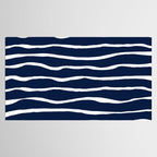 Ocean Ripple Modern Organic Stripe Pattern in White and Nautical Navy Blue Tablecloth Gallery Image 2