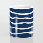Ocean Ripple Modern Organic Stripe Pattern in White and Nautical Navy Blue Coffee Mug Gallery Image 4