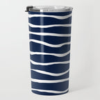 Ocean Ripple Modern Organic Stripe Pattern in White and Nautical Navy Blue Travel Mug Gallery Image 3