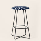 Ocean Ripple Modern Organic Stripe Pattern in White and Nautical Navy Blue Stool Gallery Image 1