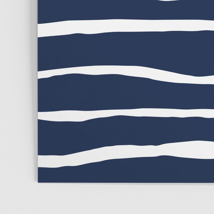 Ocean Ripple Modern Organic Stripe Pattern in White and Nautical Navy Blue Poster Gallery Image 3