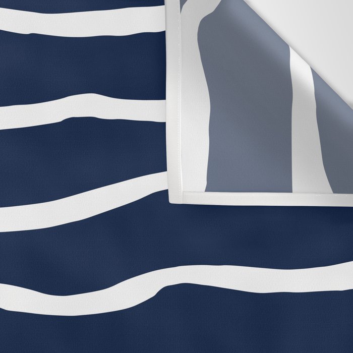 Ocean Ripple Modern Organic Stripe Pattern in White and Nautical Navy Blue Wall Tapestry Gallery Image 3