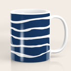 Ocean Ripple Modern Organic Stripe Pattern in White and Nautical Navy Blue Coffee Mug Gallery Image 1