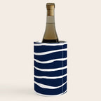 Ocean Ripple Modern Organic Stripe Pattern in White and Nautical Navy Blue Wine Chiller Gallery Image 3