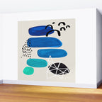 Fun Abstract Minimalist Mid Century Modern Colorful Shapes Marine Green Blue Ombre Watercolor Bubble Wall Mural Gallery Image 2